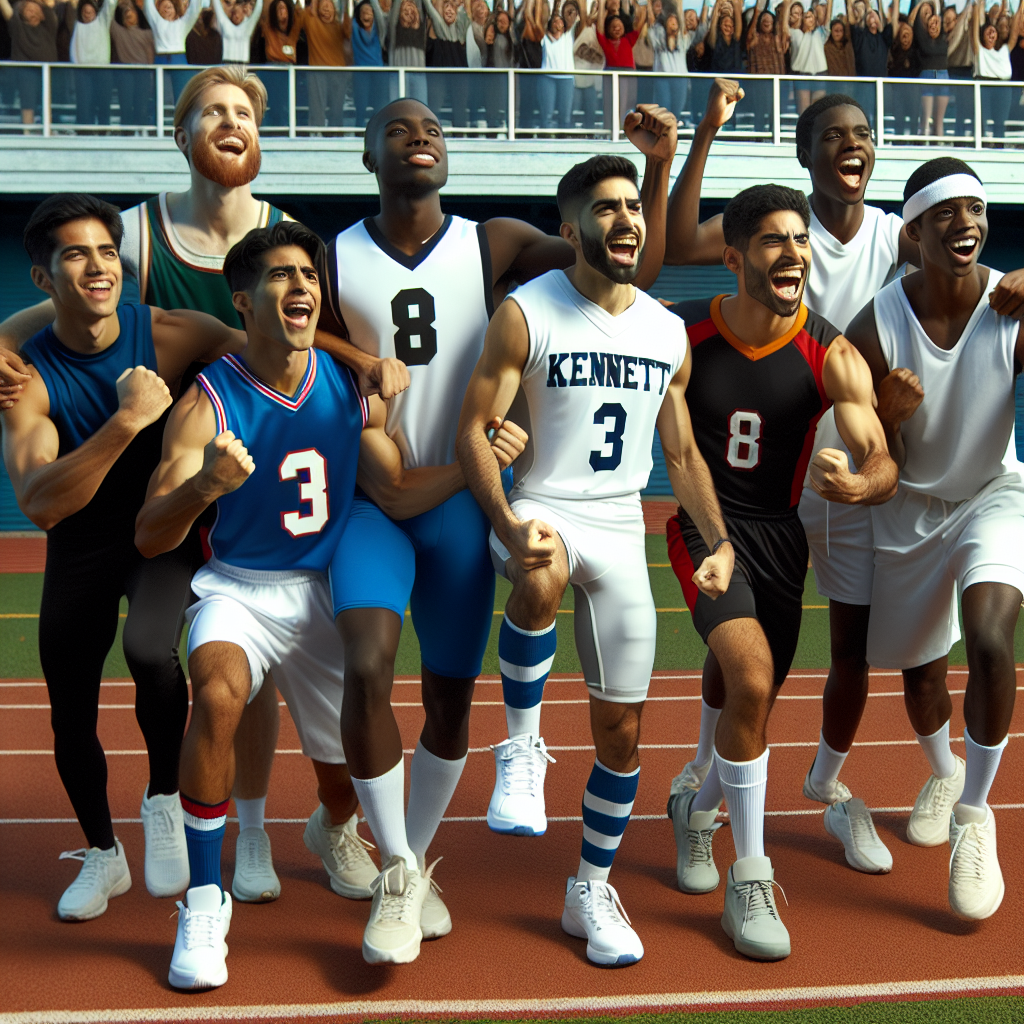 Kennett High School student-athletes celebrating a new partnership for scholarship opportunities, showcasing unity and determination on the athletic field.