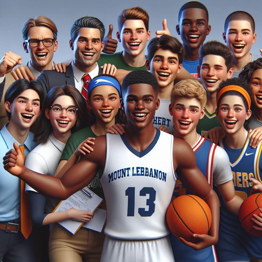 A group of diverse student-athletes from Mt Lebanon Shs joyfully celebrate a new partnership aimed at securing scholarships, symbolizing hope and opportunity for their academic and athletic futures.