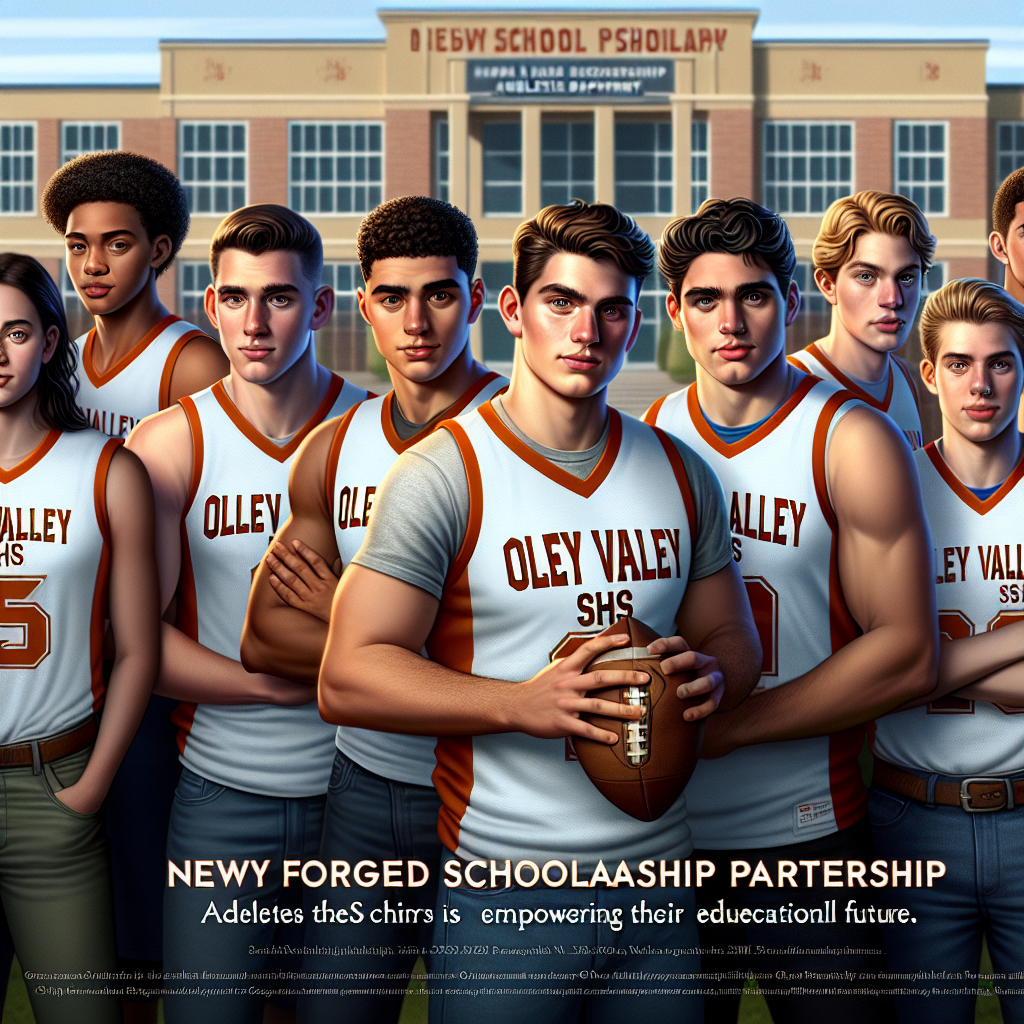 Oley Valley SHS athletes proudly standing together, symbolizing a new scholarship partnership empowering their educational futures.