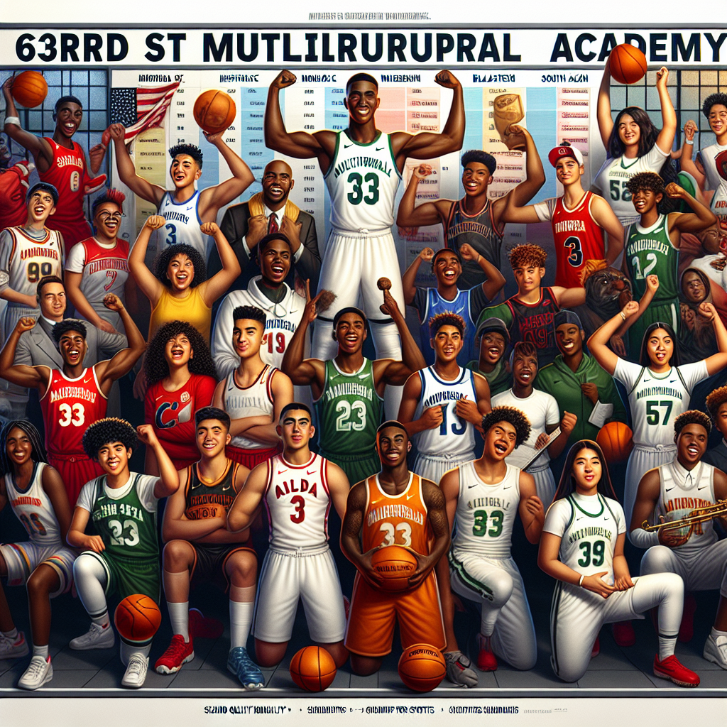 A diverse group of student-athletes from 63rd St Multicultural Academy celebrating scholarship offers with their athletic department.