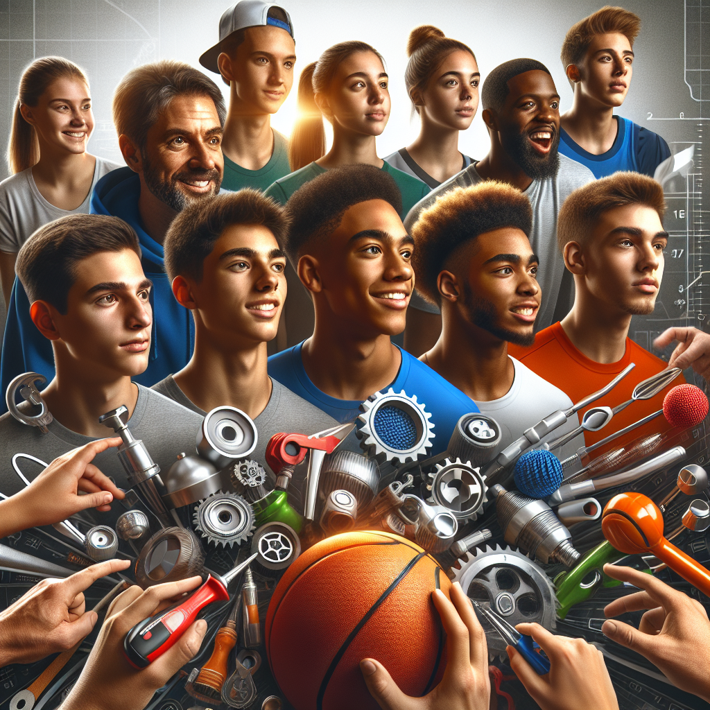 A diverse group of student-athletes gathered in a dynamic setting, symbolizing the collaboration between Steel Center for Career and Technical Education and an athletic department to secure scholarships. The energy and determination on their faces reflect the promise of new opportunities through strategic partnerships.