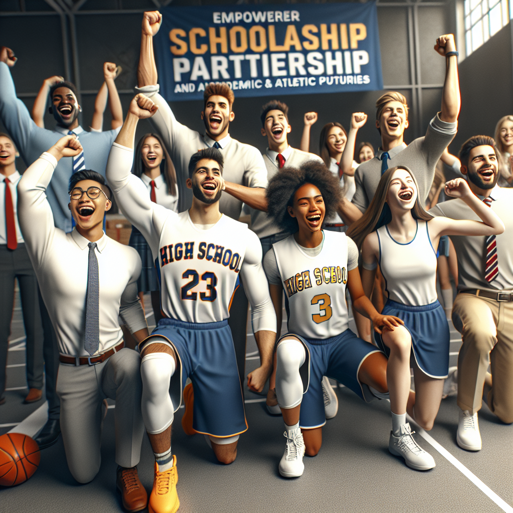 King Martin Luther High School athletic department representatives and student-athletes joyfully celebrating the launch of a new scholarship partnership aimed at empowering their academic and athletic futures.
