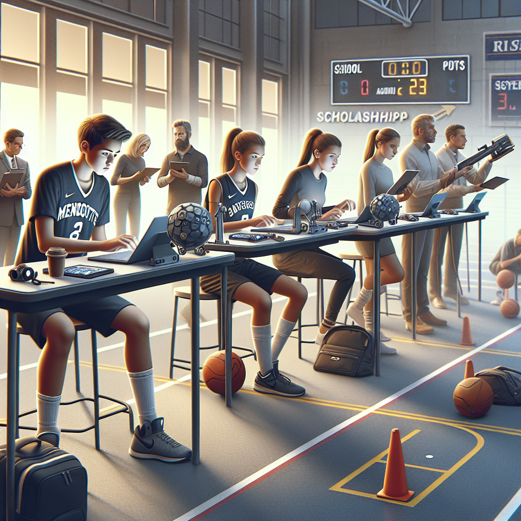 Cornerstone Mennonite student-athletes using advanced technology tools to enhance their skills and secure scholarship opportunities.