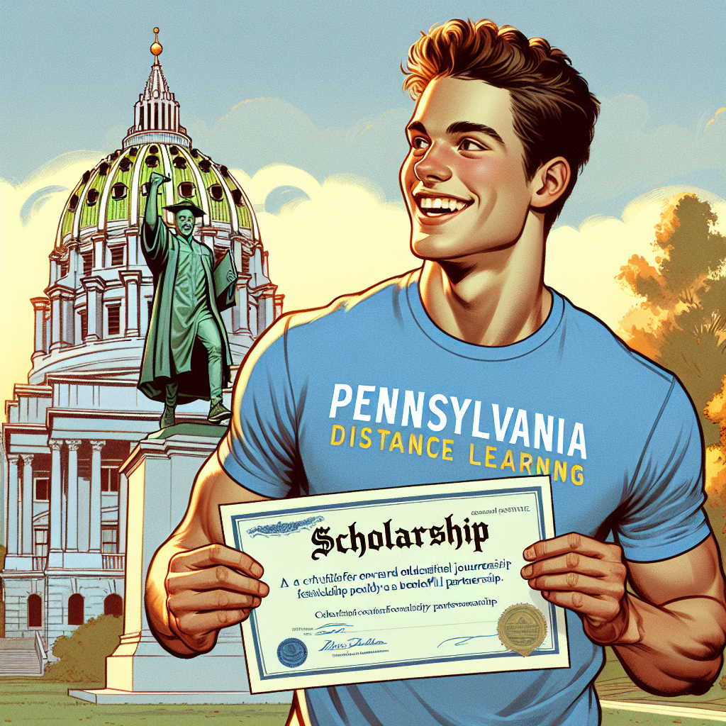 A Pennsylvania Distance Learning student-athlete holding a scholarship certificate, symbolizing the new partnership aiding in scholarship opportunities.