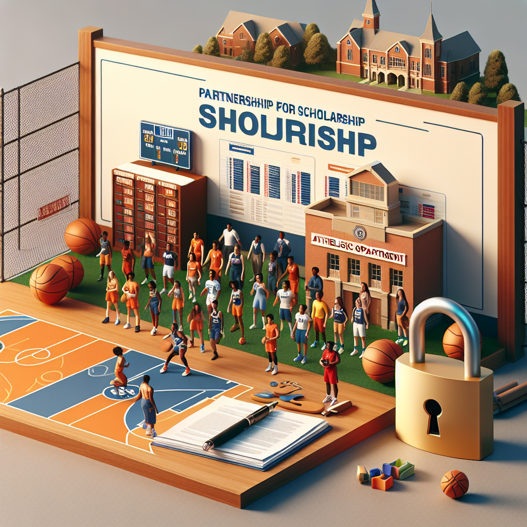 Promotional banner showcasing partnership for scholarship opportunities at Fairview Christian School's Athletic Department, featuring website and contact number for more information.