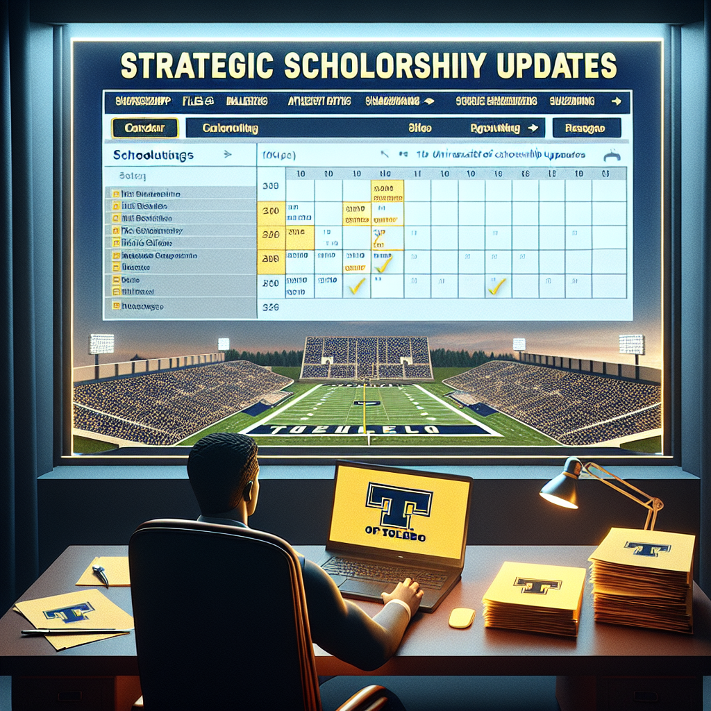 University of Toledo Football recruiting insights showcasing strategic scholarship updates by Athletic Scholarship Corporation, featuring a link to schedule a recruiting meeting.
